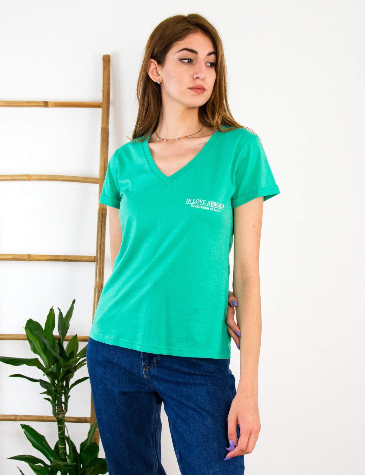 Lipsy γυναικεία πράσινη μπλούζα με τύπωμα 1210065D